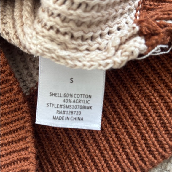 Colorblock Ribbed Knit Wrap Tank Top - Rust & Cream - Picture 6 of 7